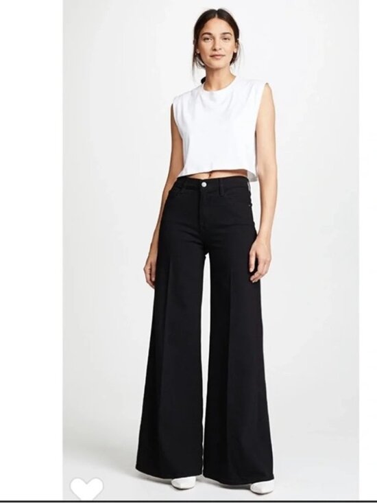 Frame Denim Denim - FRAME le baggy palazzo black jeans size 25
